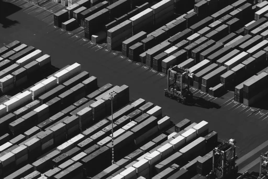 aerial view of angled cargo containers port melbo 2026 03 11 00 57 02 utc