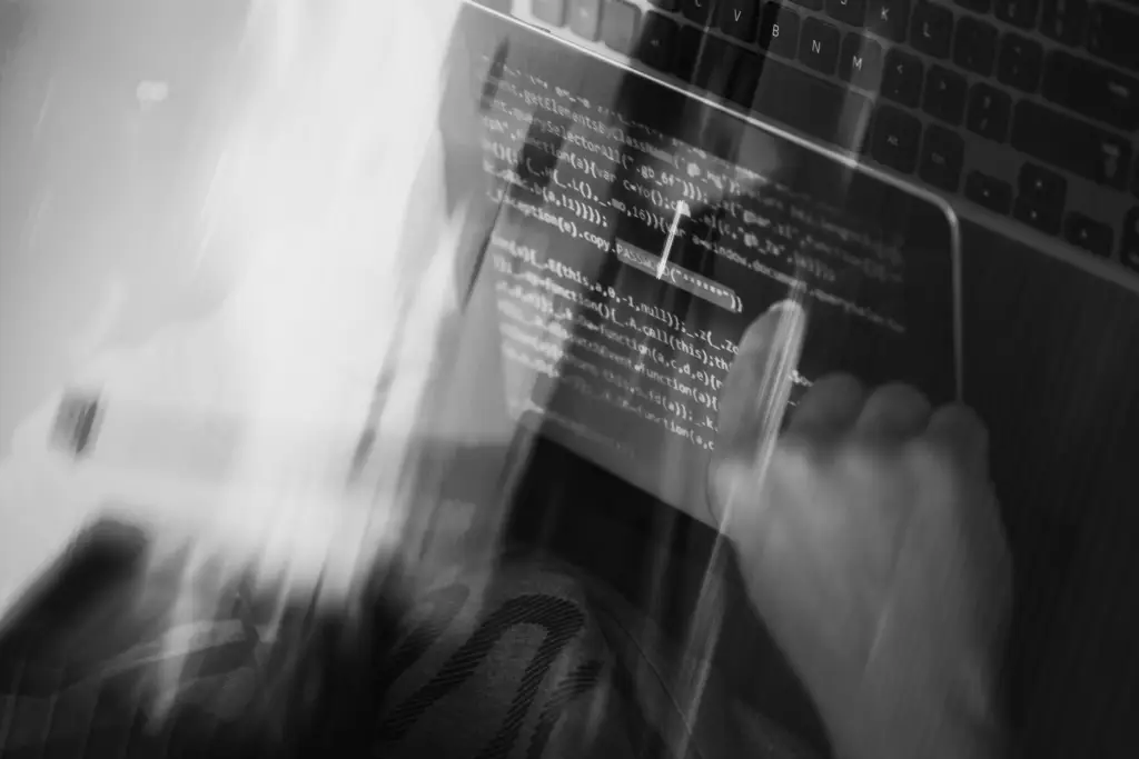 computer code display with hand and keyboard 2026 03 24 08 55 01 utc