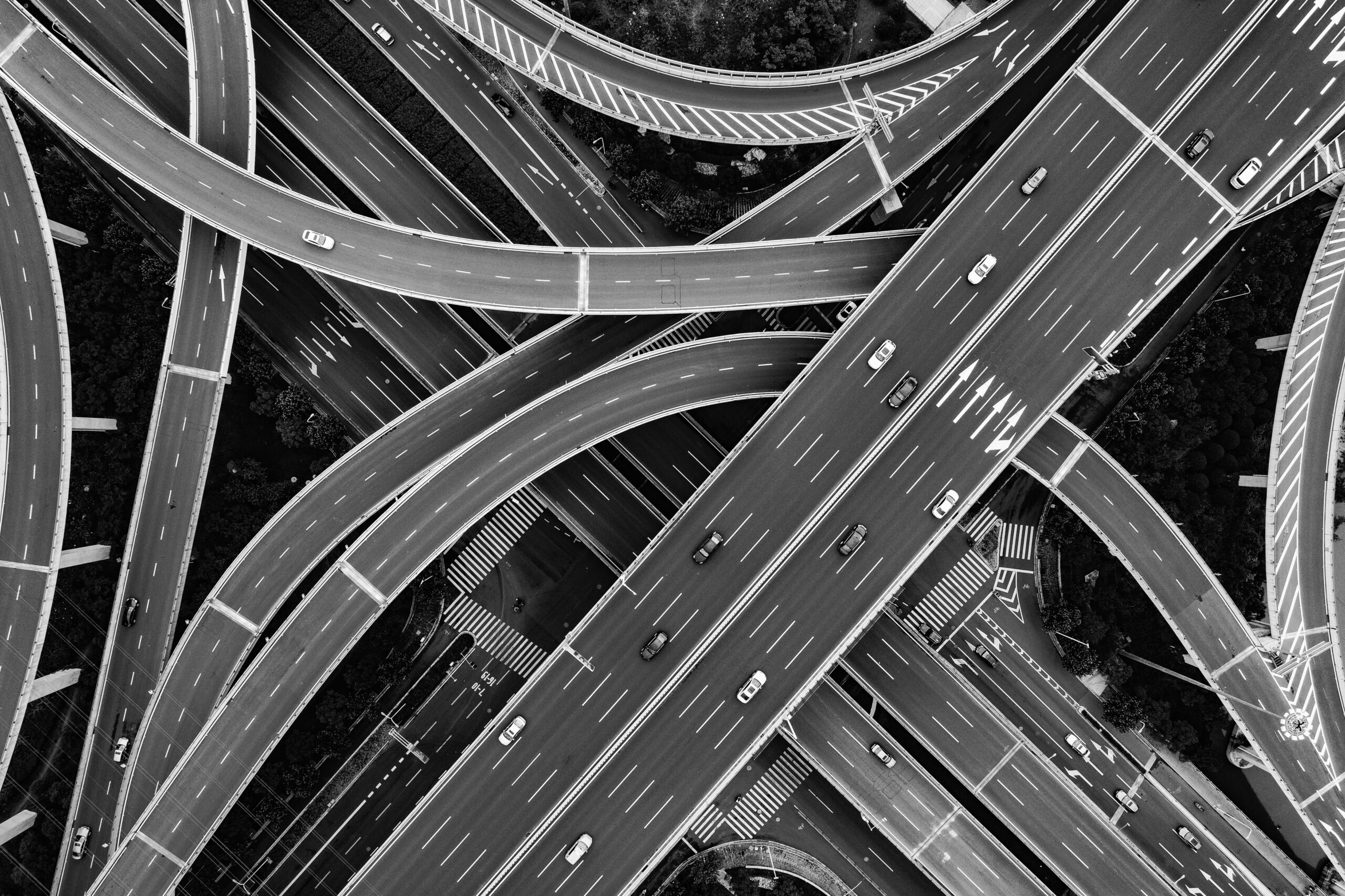 Intricate highway seen from above, used for news data.